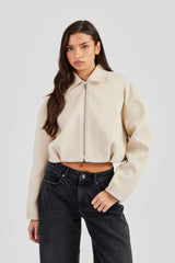 Harrington-Jacke aus Wolle - Off White