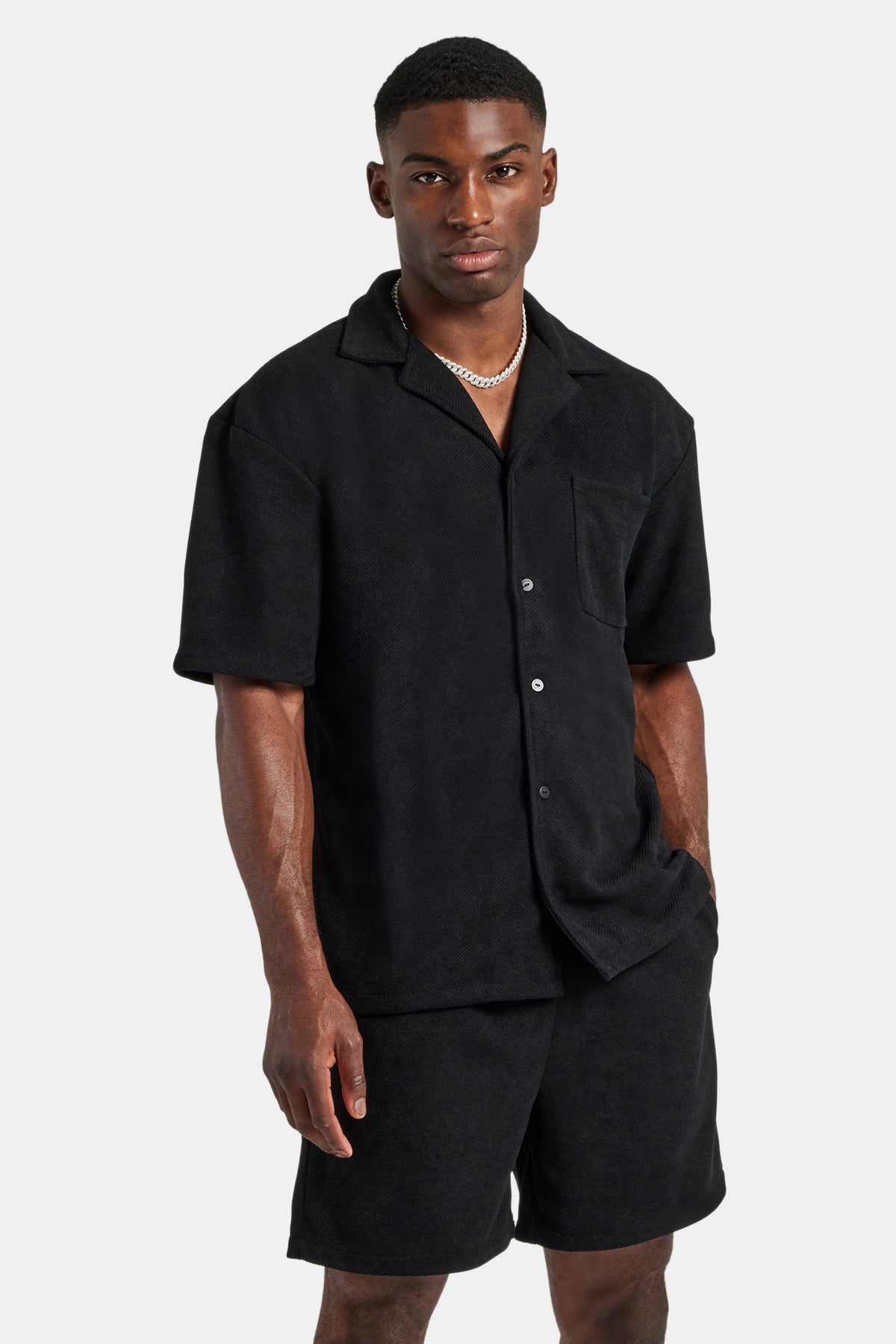 black dress shirt with shorts Magnetic Short Sleeve Untucked Black Casual Shirt - Size X-Large - MagnaReady - Parkinson's Adaptive Clothing