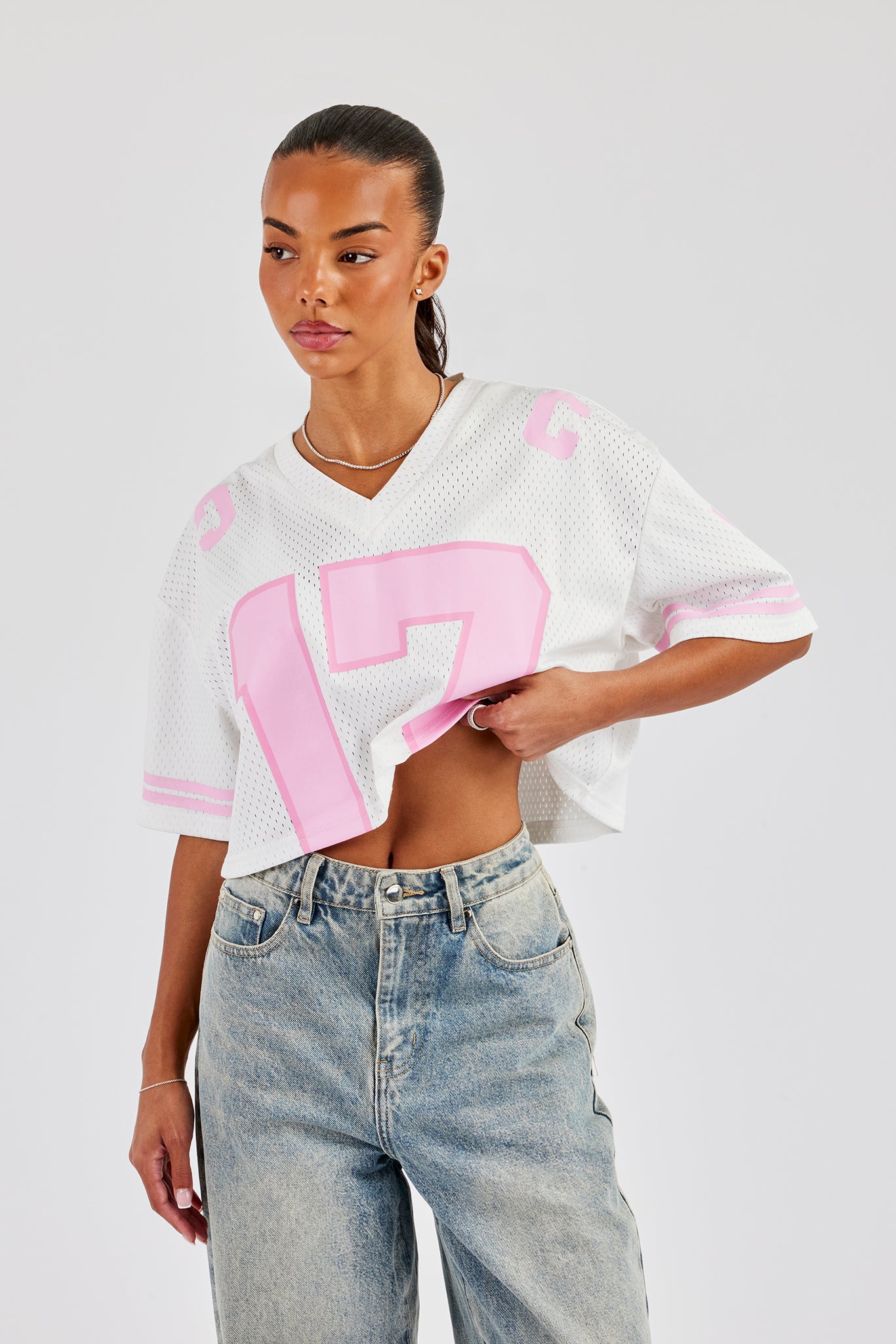17 Mesh Cropped T-Shirt - White | Womens Tees & Vests | Shop