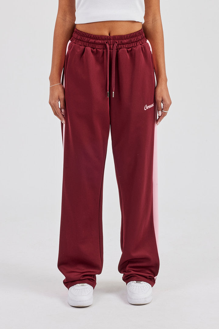 Contrast Panel Track Pant - Burgundy