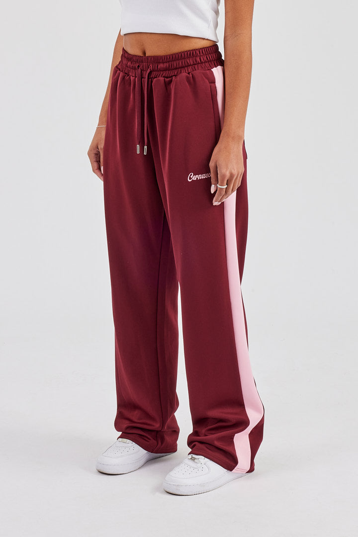 Contrast Panel Track Pant - Burgundy