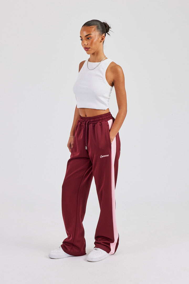 Contrast Panel Track Pant - Burgundy