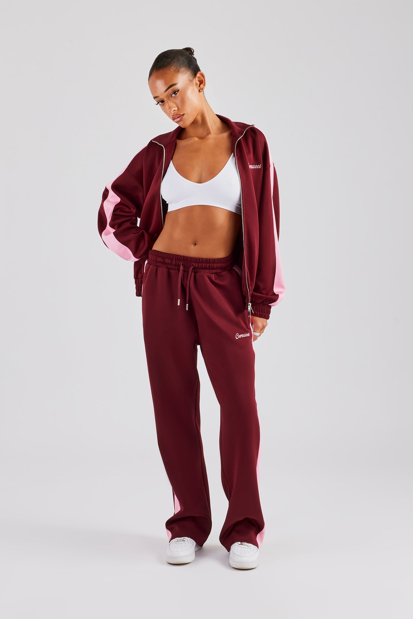 Womens Contrast Panel Track Jacket - Burgundy | Womens Outerwear