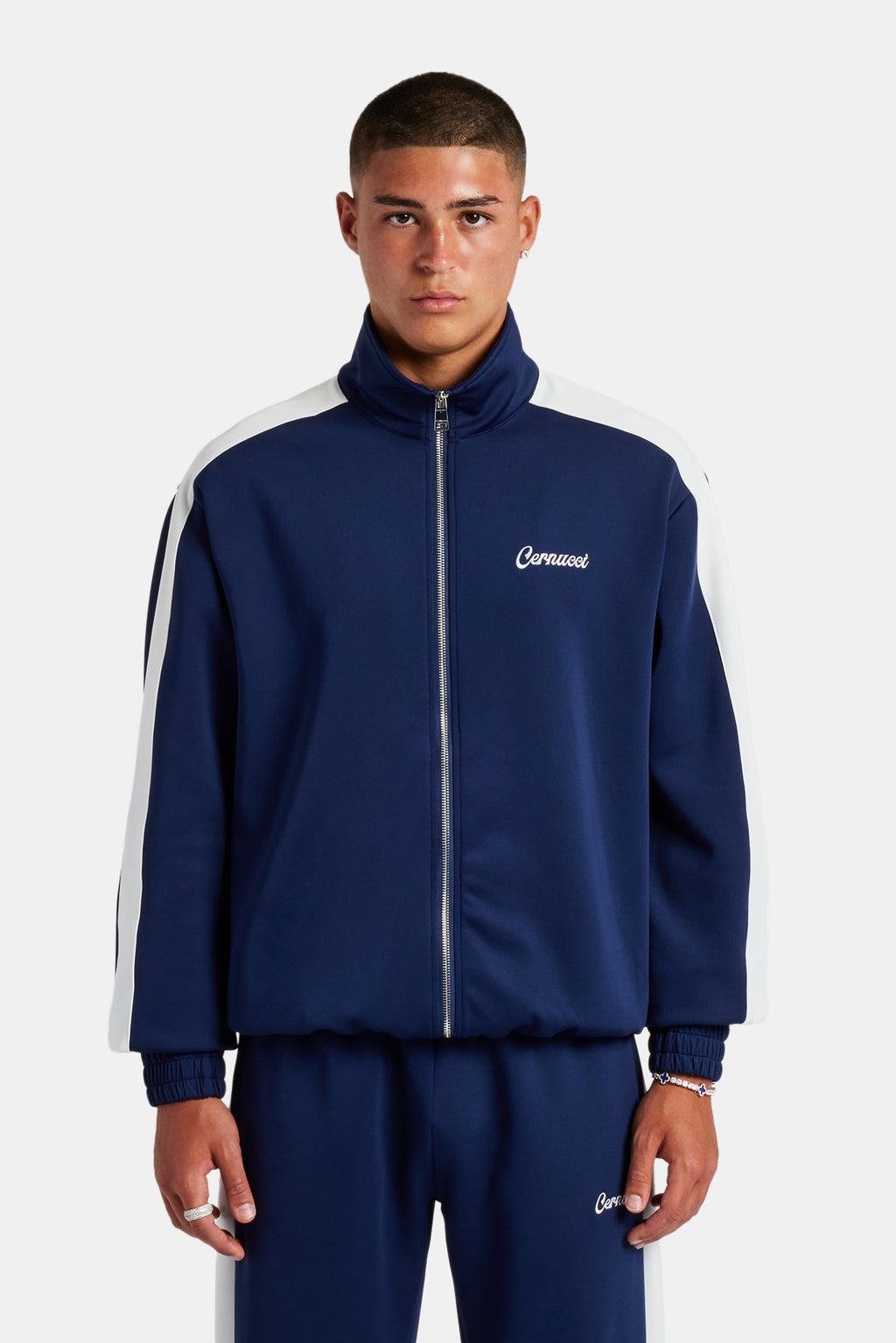 Front Panel Jacket Contrast Panel Track Jacket - Navy | Mens Outerwear | Shop Jackets at ...
