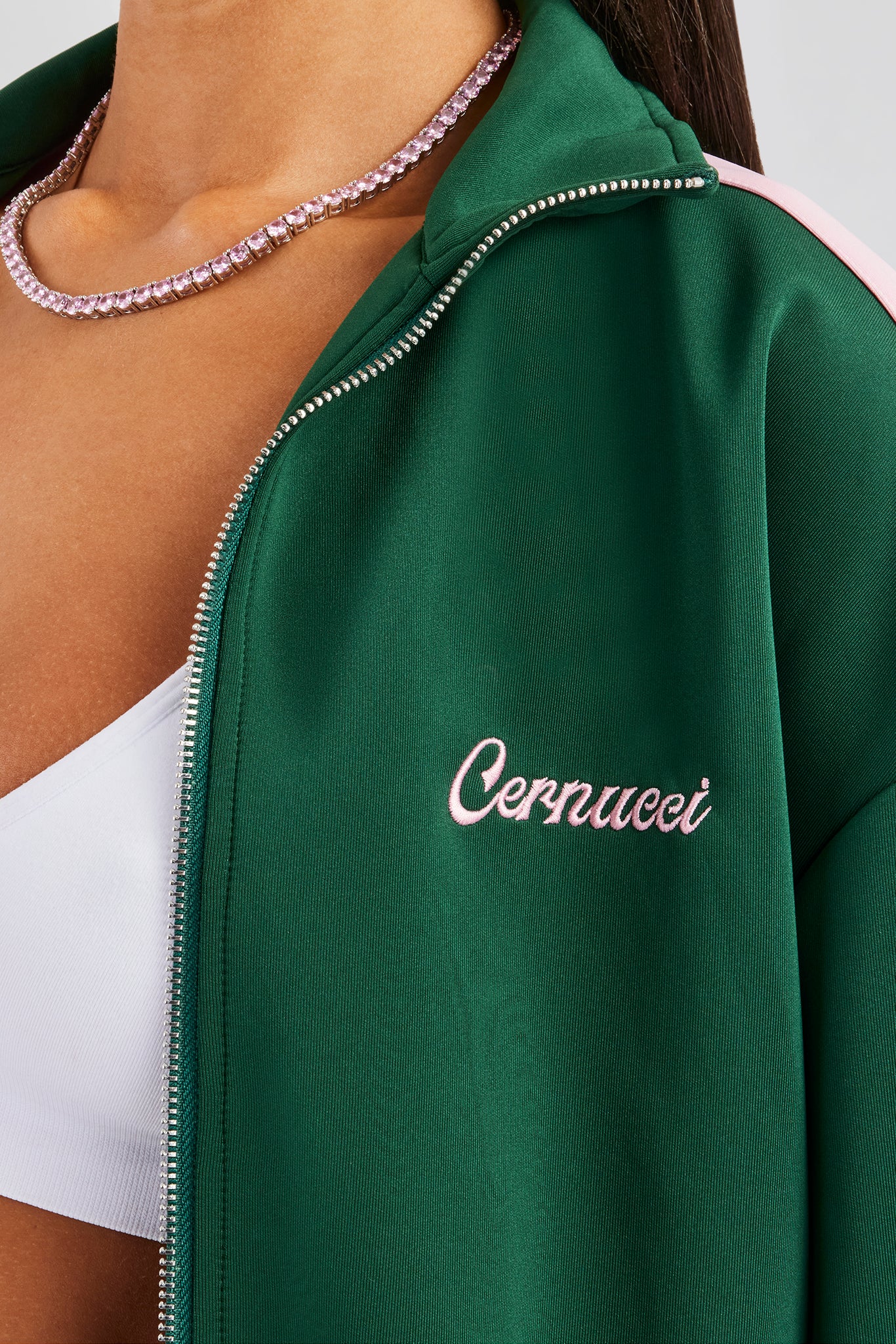 Trainingsjacke mit Kontrasteinsätzen - Grün