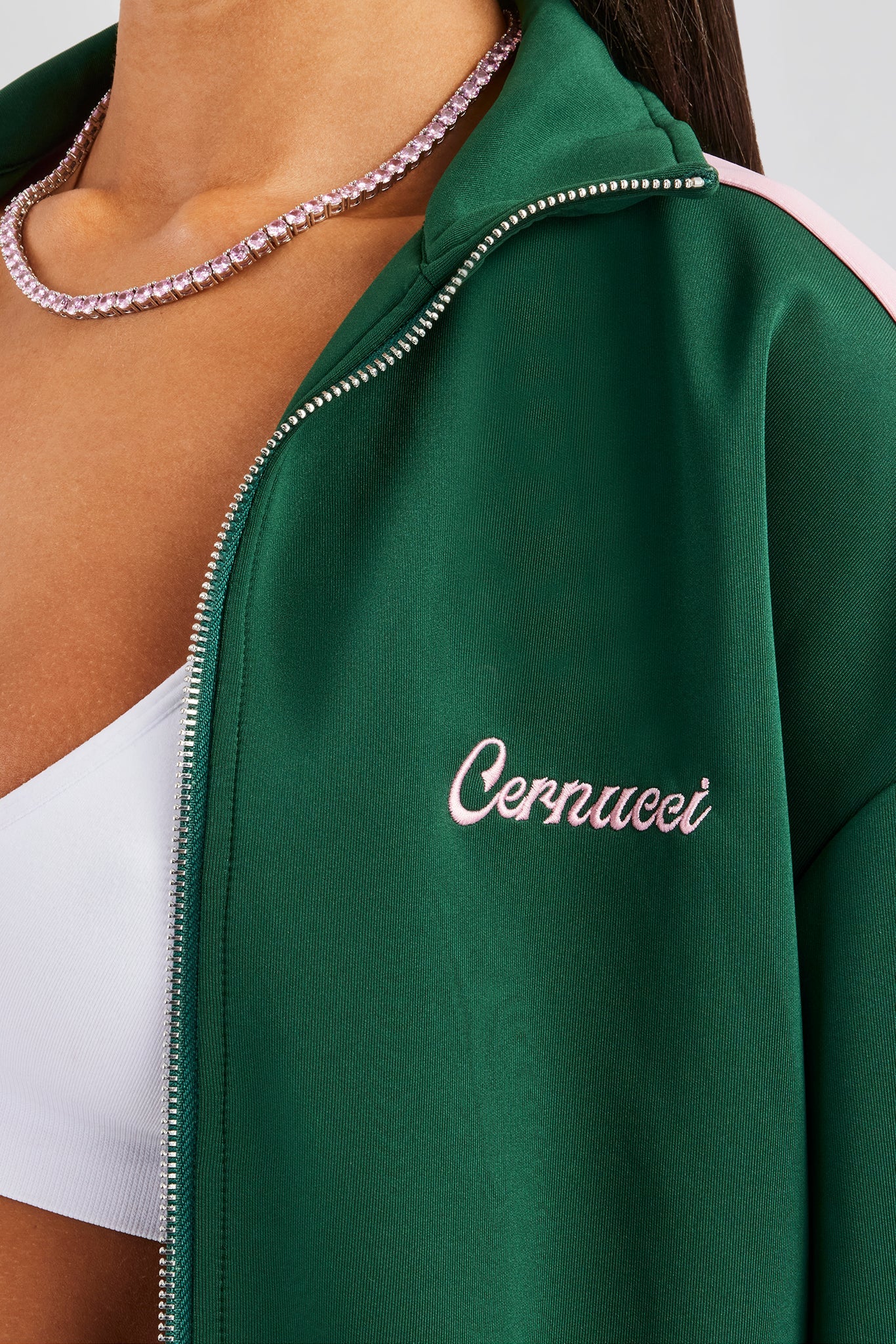 Trainingsjacke mit Kontrasteinsätzen - Grün