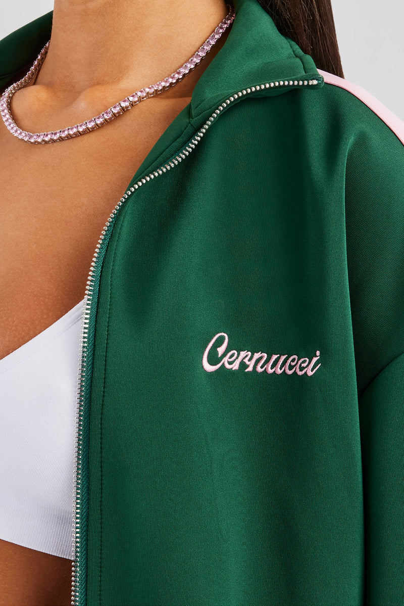 Trainingsjacke mit Kontrasteinsätzen - Grün