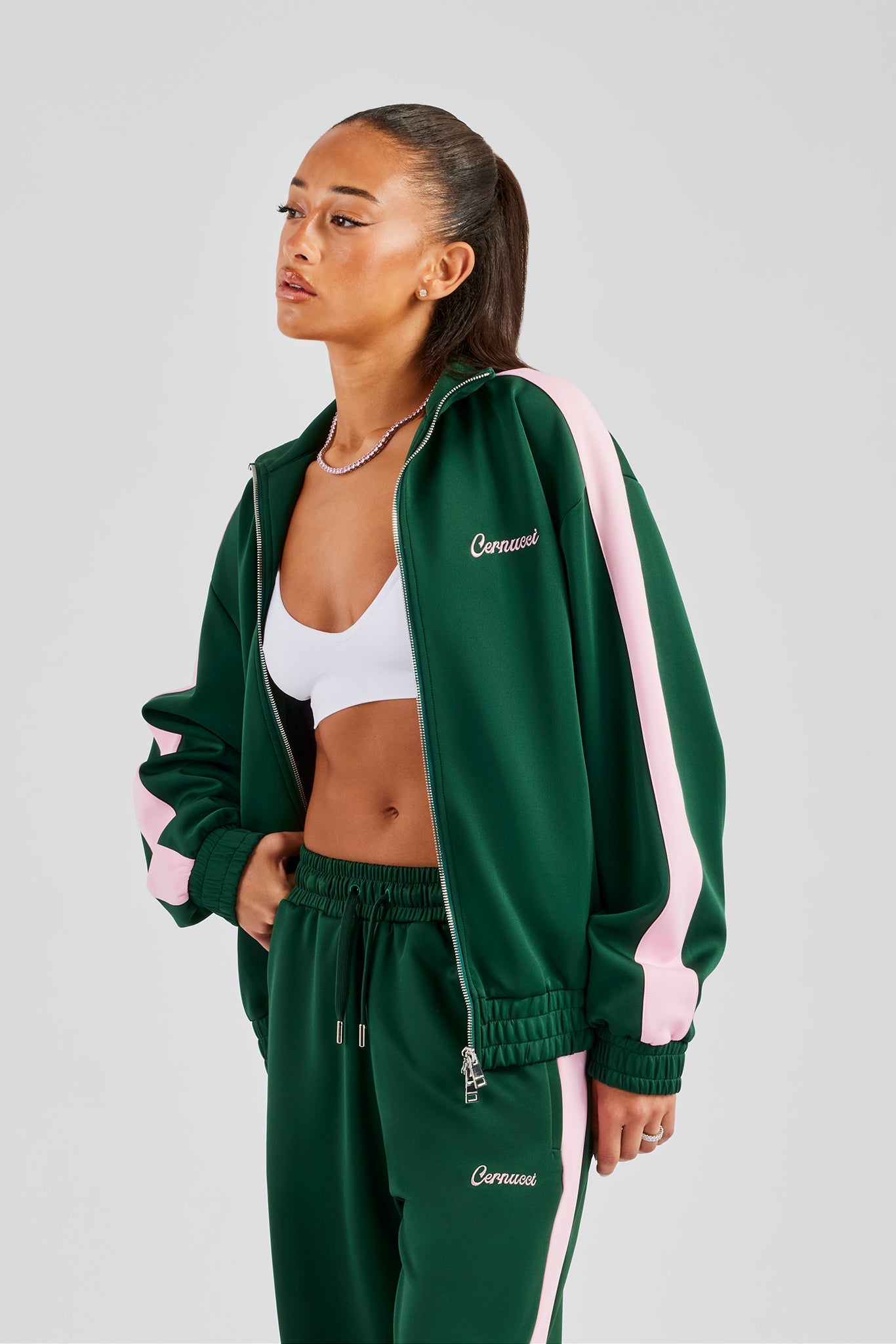 Contrast Panel Track Jacket - Green | Womens Outerwear | Shop