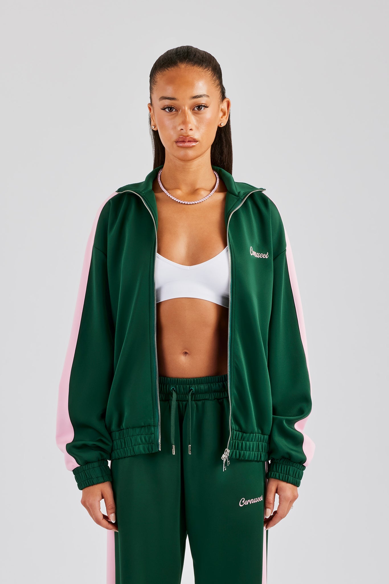 Contrast Panel Track Jacket - Green | Womens Outerwear | Shop
