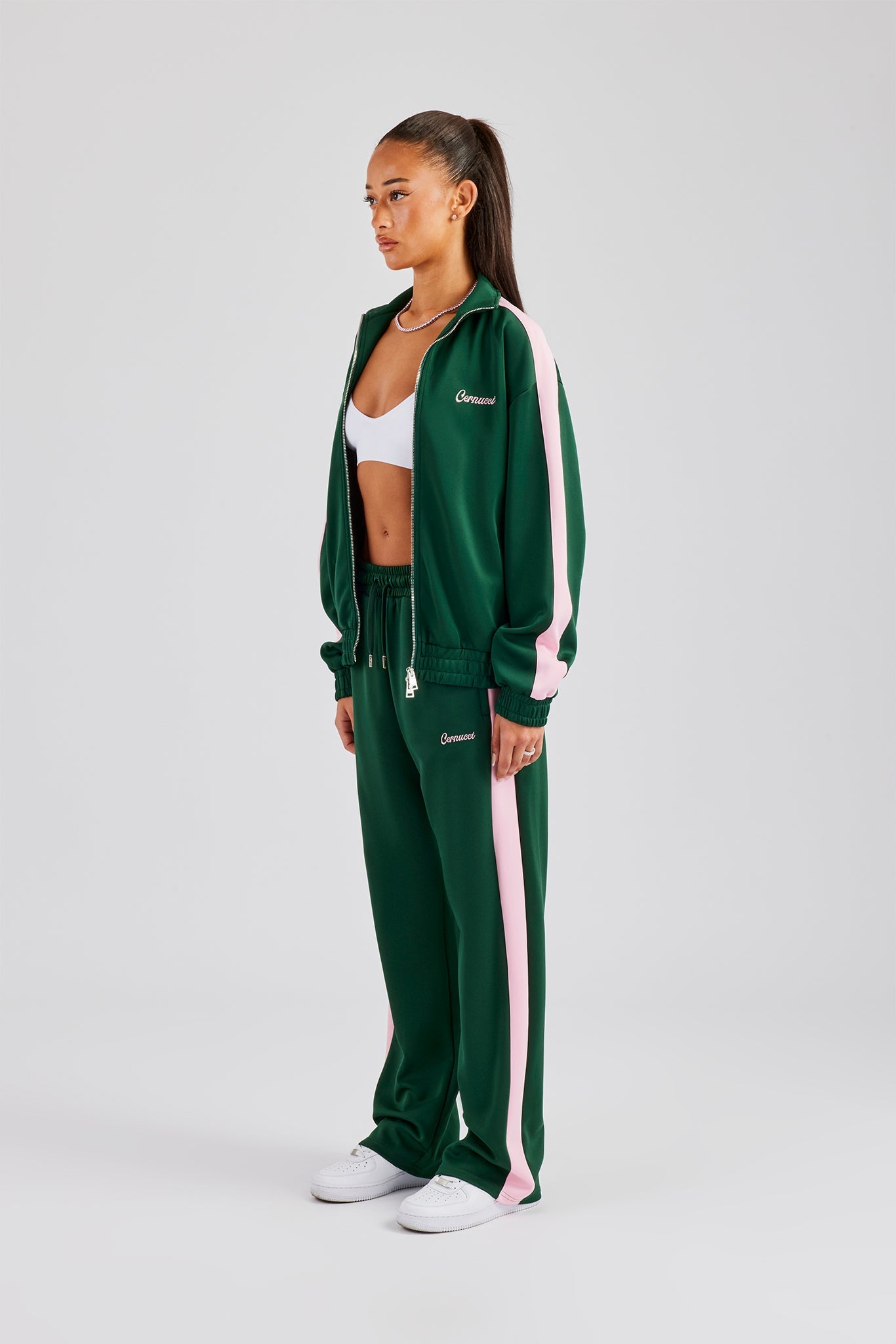 Womens Contrast Panel Tracksuit - Green | Womens Sets | Shop
