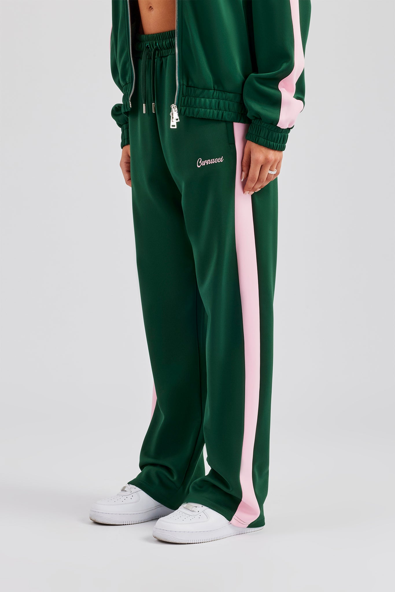 Womens Contrast Panel Track Pant - Green | Womens Bottoms | Shop Trousers  at CERNUCCI.COM – Cernucci