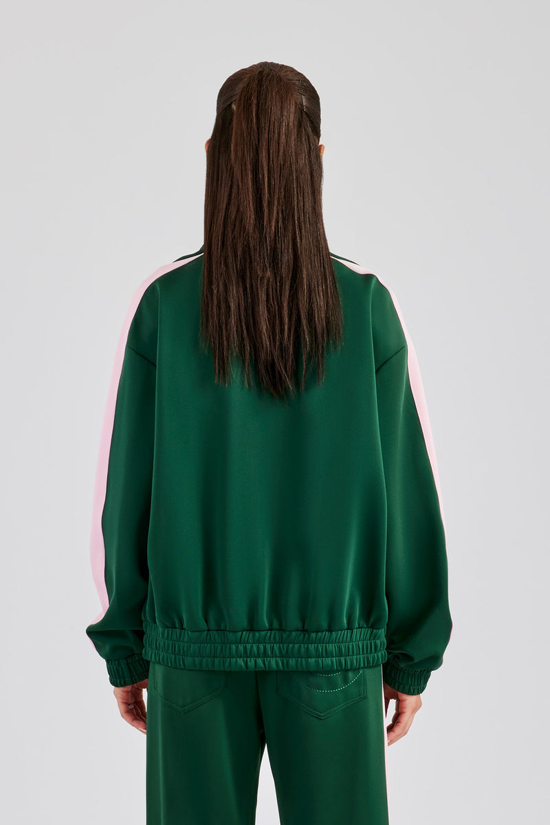 Trainingsjacke mit Kontrasteinsätzen - Grün