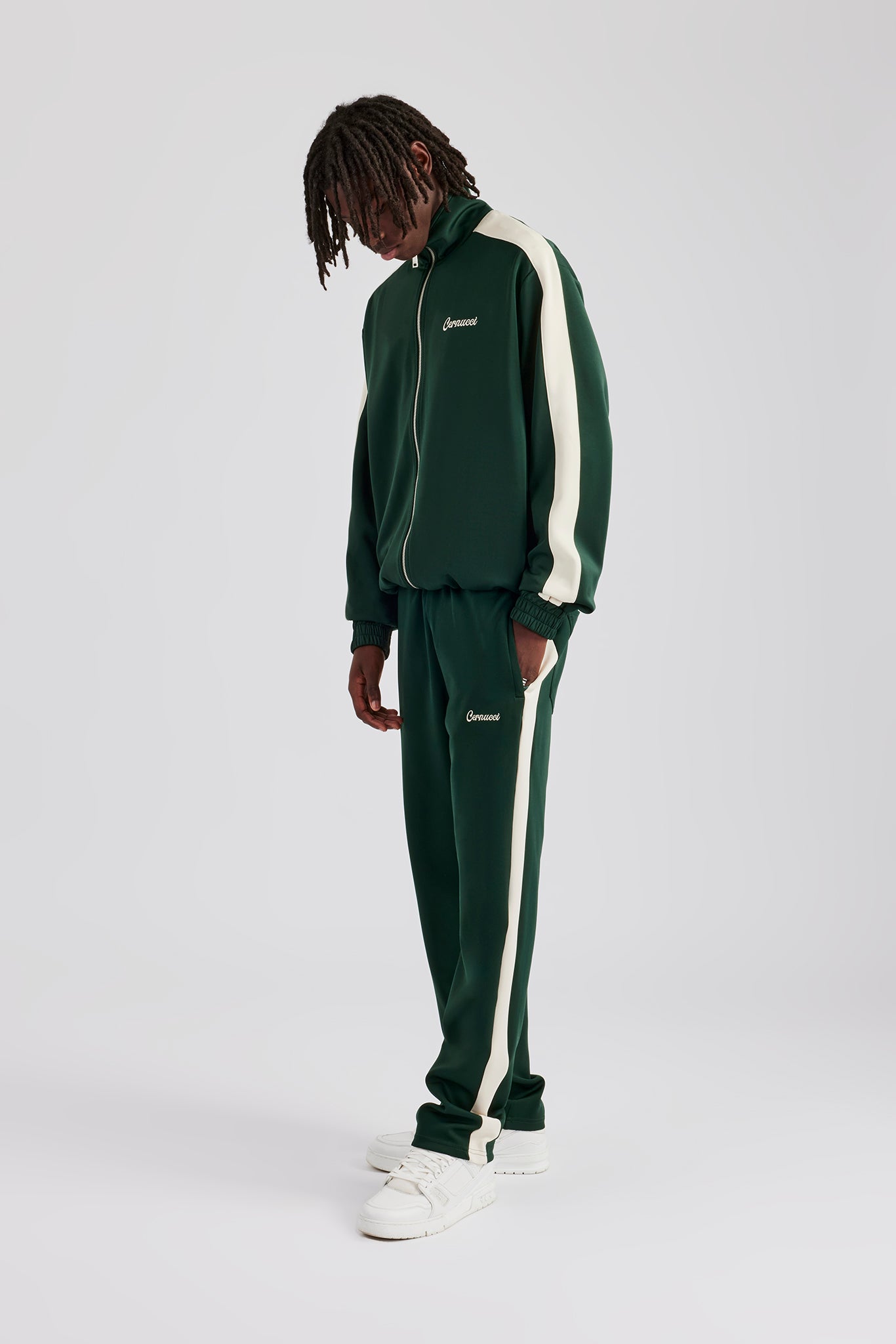 Tree Design Track Jacket Contrast Panel Track Jacket - Forest Green | Mens Outerwear | Shop ...