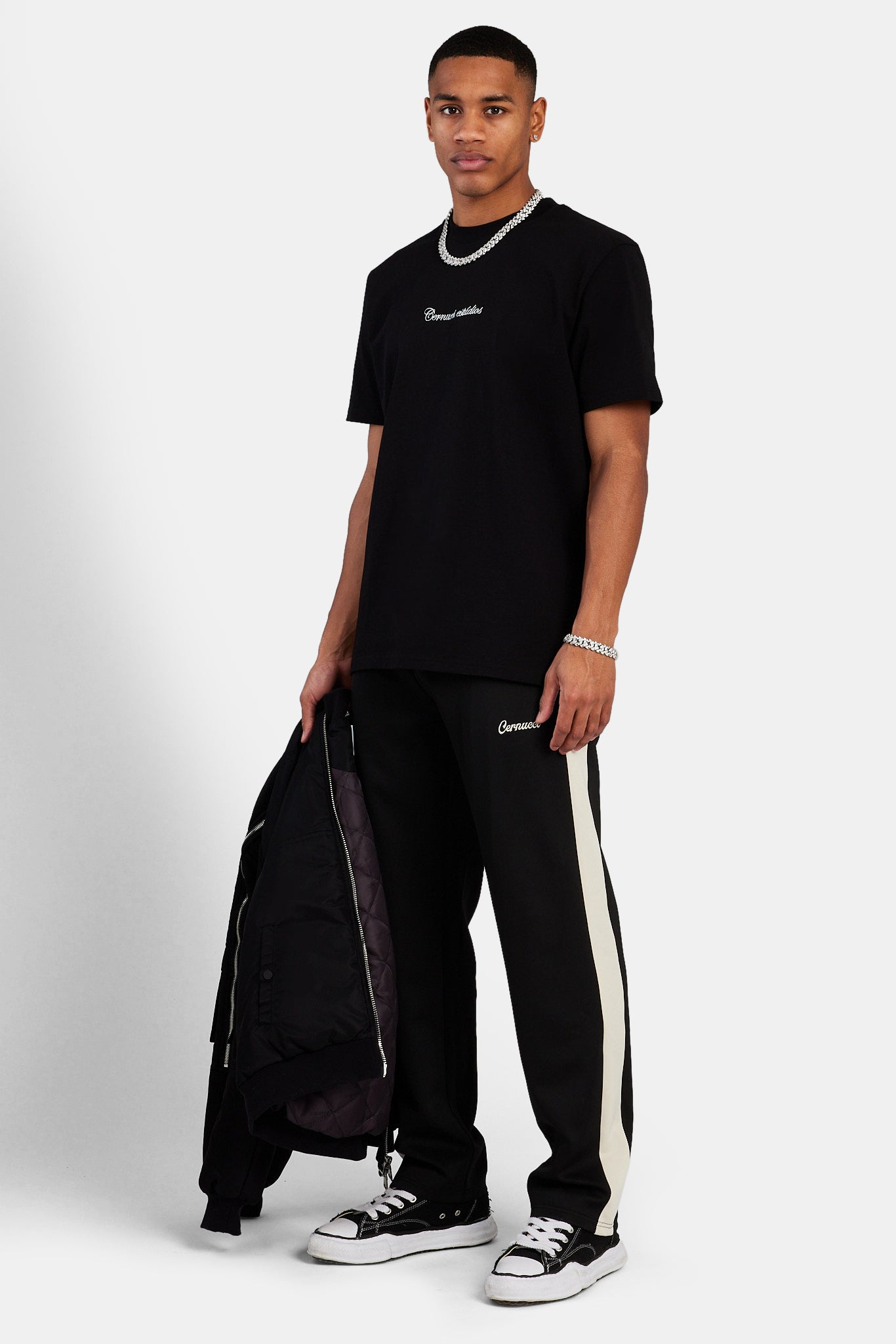 Contrast Panel Track Pant - Black | Mens Bottoms | Shop Trousers