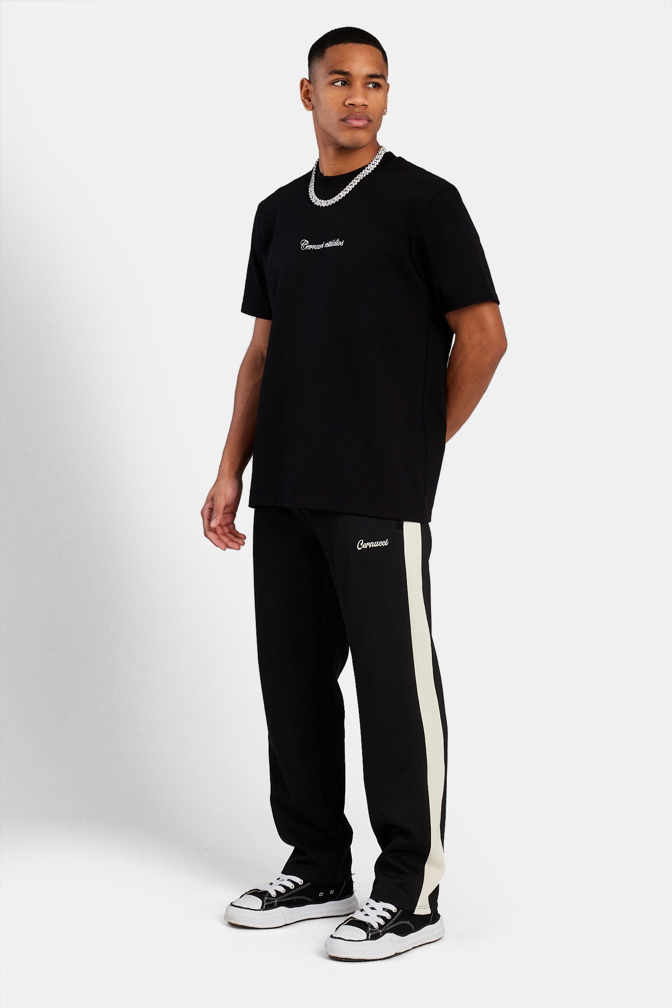 Contrast Panel Track Pant - Black | Mens Bottoms | Shop Trousers