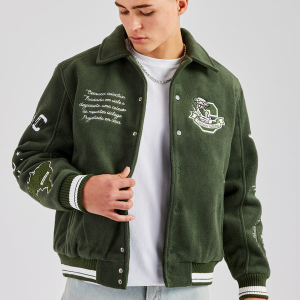 Varsity Harrington Bomber Jacket Green Mens Outerwear Shop
