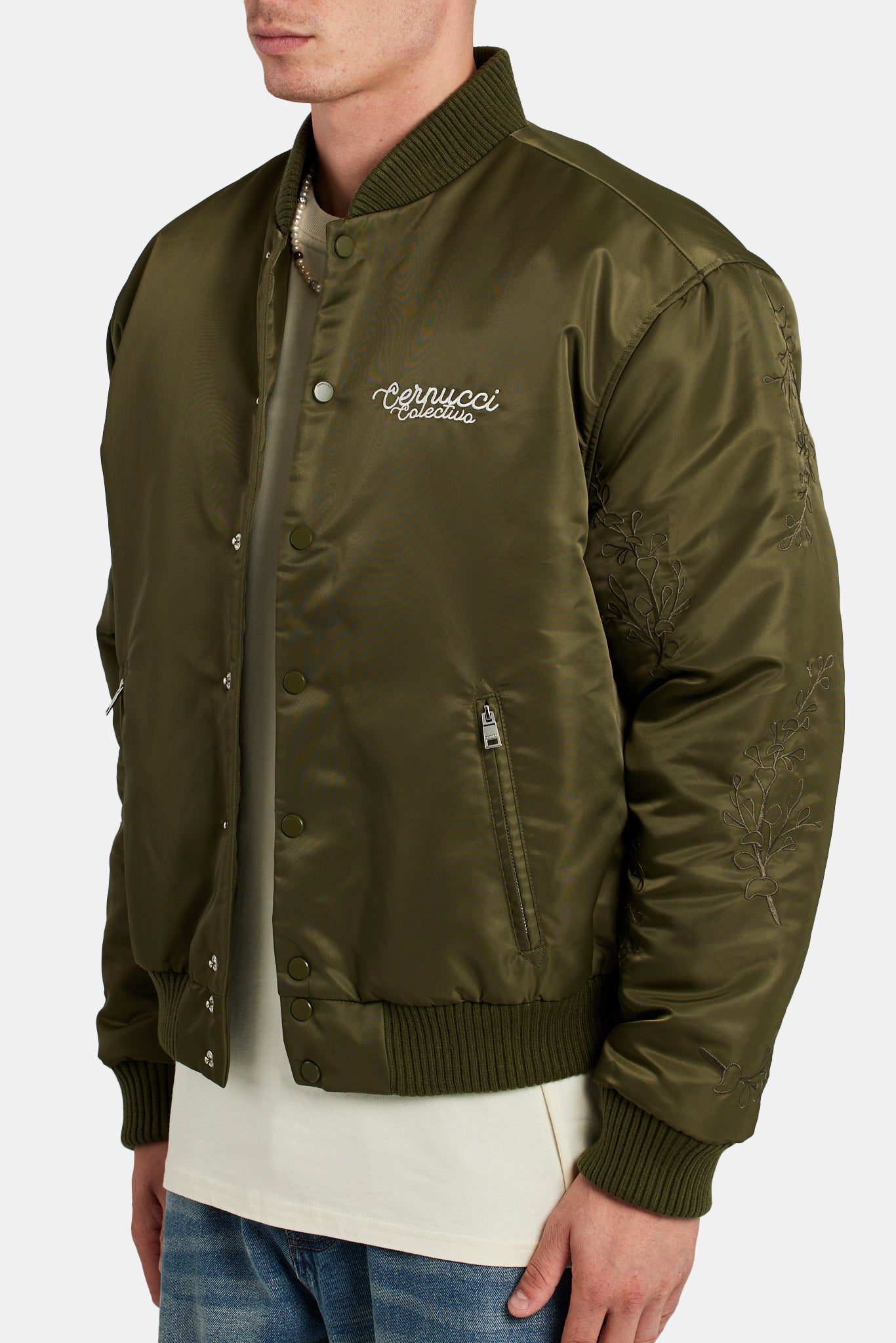 Bomberjacke aus Nylon mit Blumenmuster