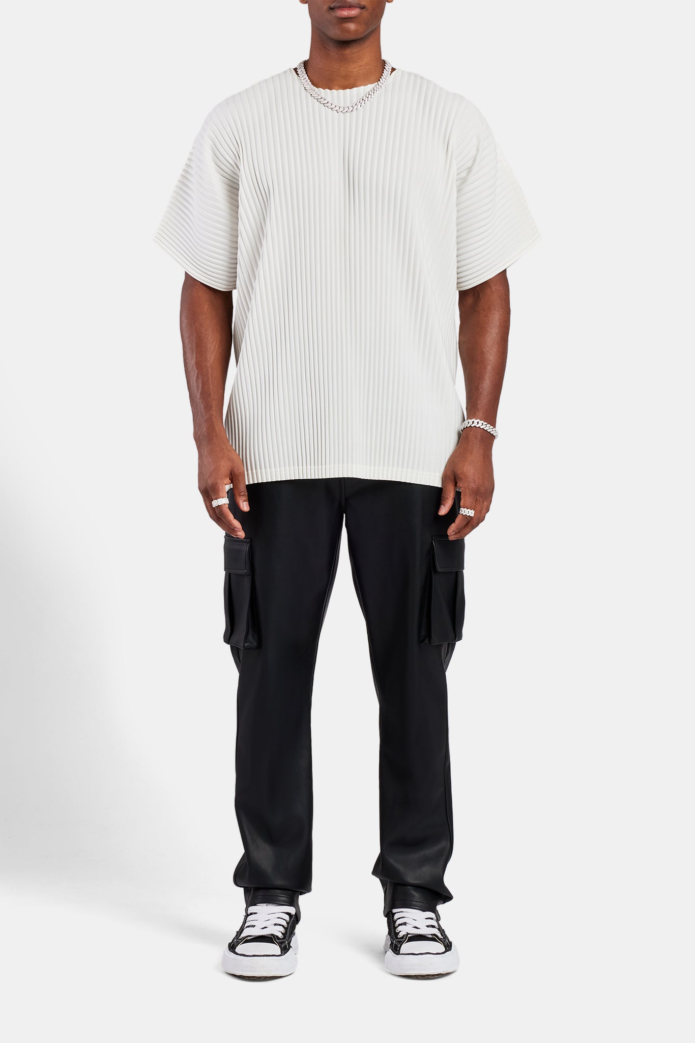 Lockere Cargohose aus PU - Schwarz 