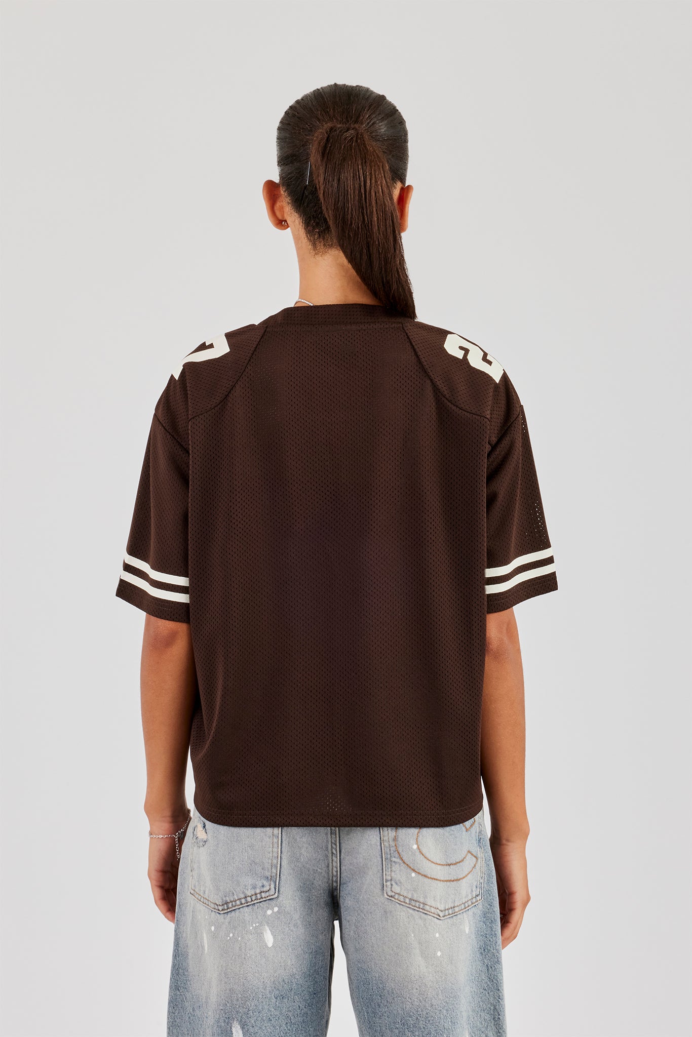 Varsity 86 Mesh Football Top - Chocolate | Womens Tees & Vests