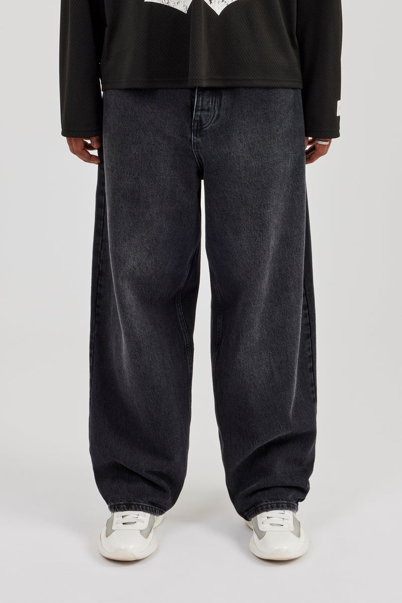 Super Baggy Jeans – Verwaschenes Schwarz