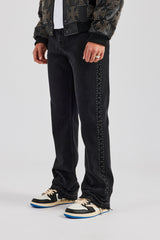 Stacked Leg Studded Denim Jean