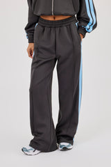 Blue Taping Wide Leg Track Pant - Charcoal