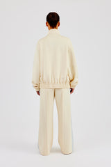 Funnel Neck Taping Zip Through Track Jacket & Wide Leg Pant - Butter Yellow