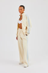 Funnel Neck Taping Zip Through Track Jacket & Wide Leg Pant - Butter Yellow