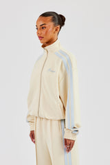 Funnel Neck Taping Zip Through Track Jacket - Butter Yellow