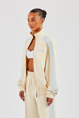 Funnel Neck Taping Zip Through Track Jacket - Butter Yellow