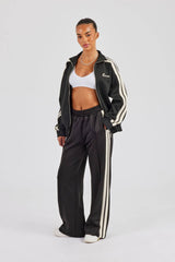 Funnel Neck Taping Jacket & Wide Leg Jogger - Black