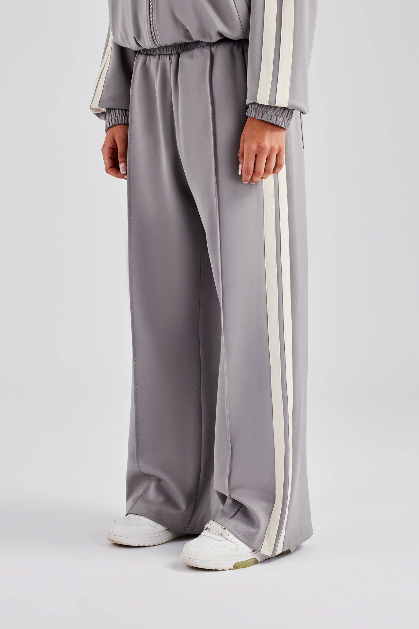 Taping Wide Leg Track Pant - Grey