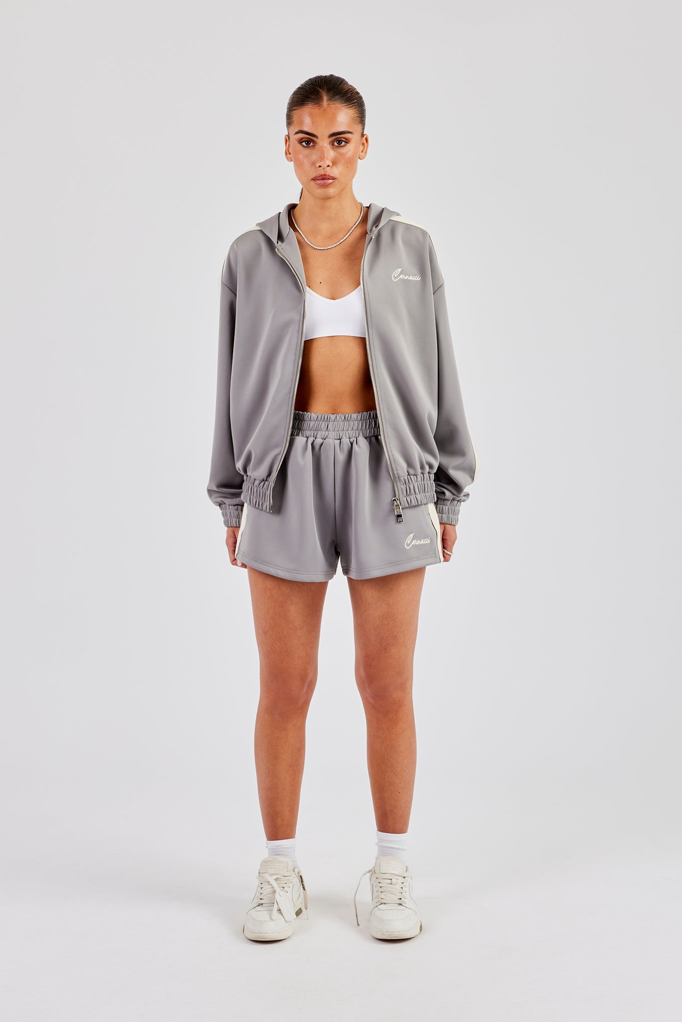 Hooded Taping Jacket & Shorts - Grey