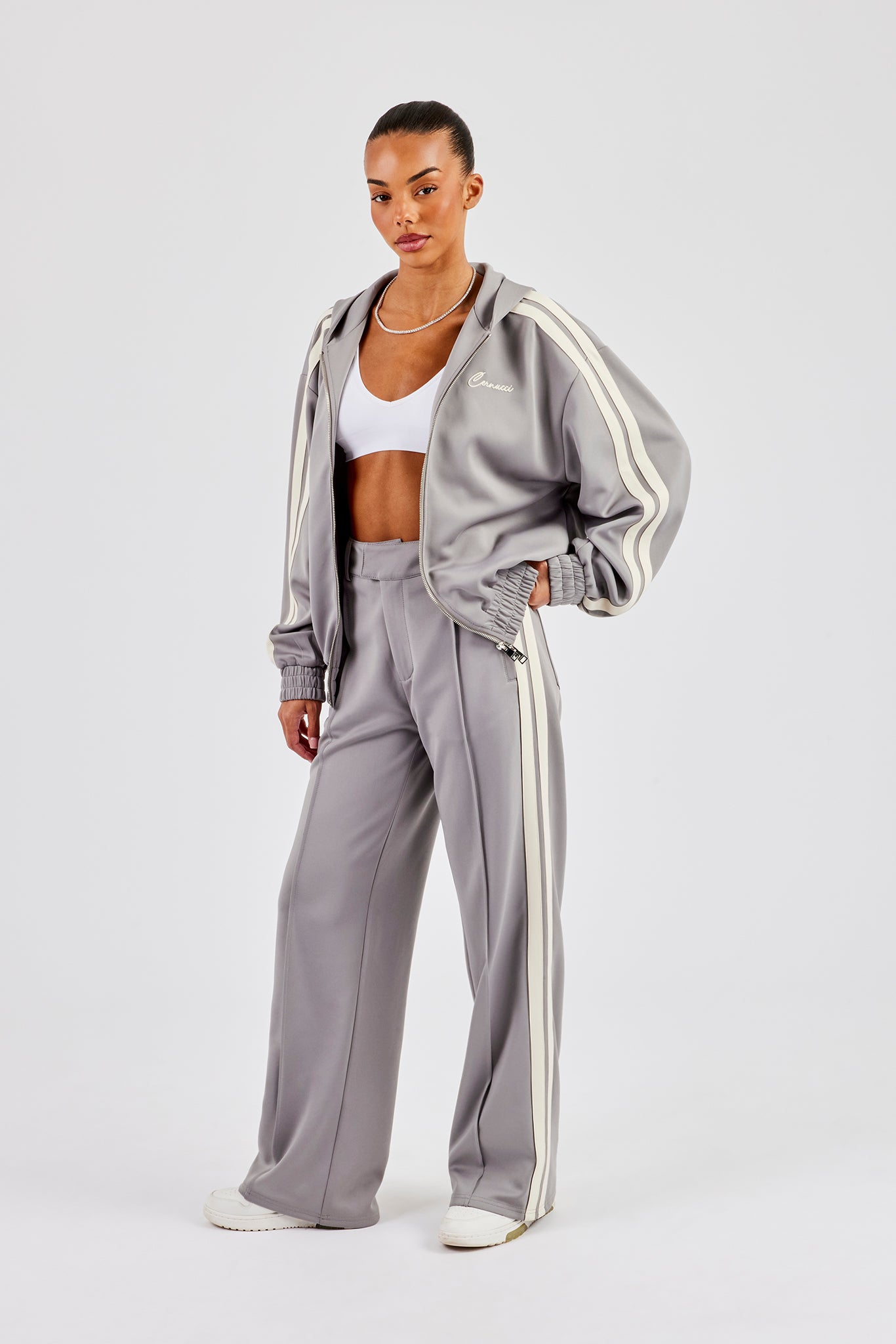 Hooded Taping Jacket & Tailored Trouser - Grey