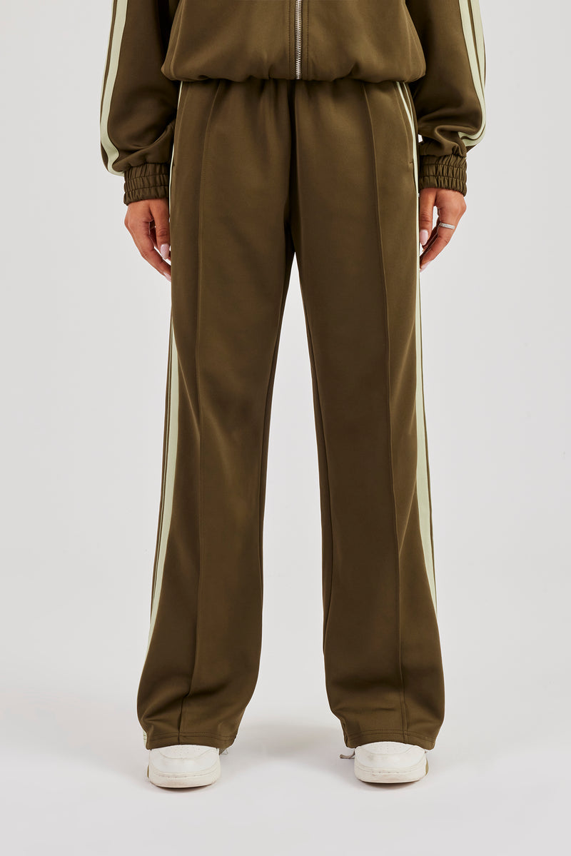 Taping Wide Leg Track Pant - Khaki