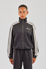 Trainingsjacke mit durchgehendem Reißverschluss und Trichterhalsband - Anthrazit