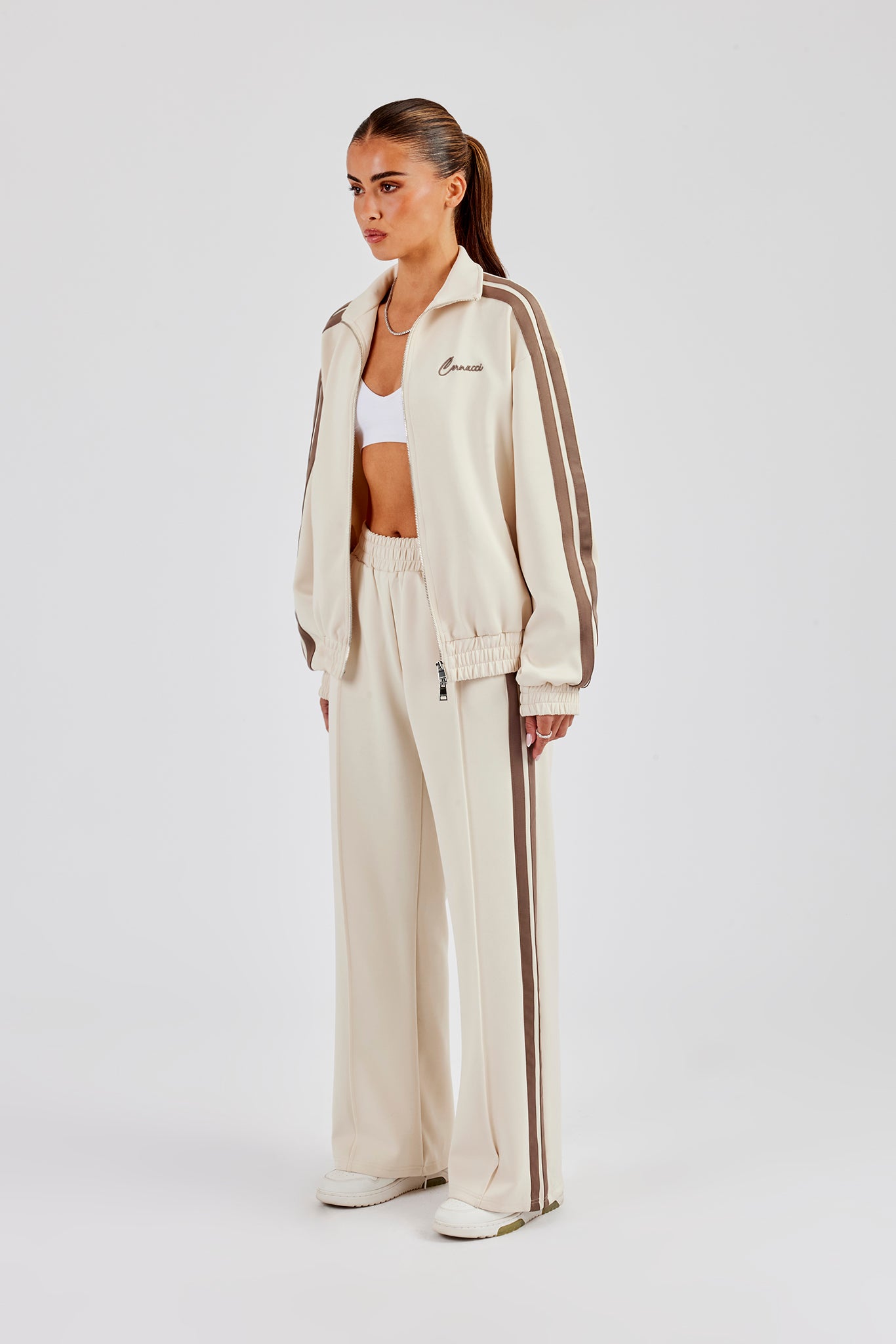 Taupe-Tape Trainingsjacke und Hose Set – Off White 