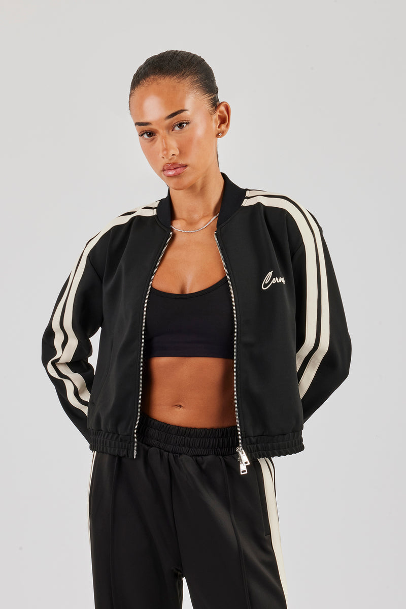 Bomberjacke mit Streifen - Schwarz