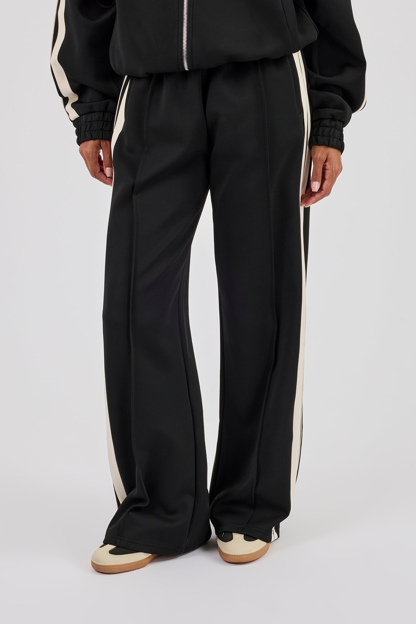 Taping Wide Leg Track Pant - Black