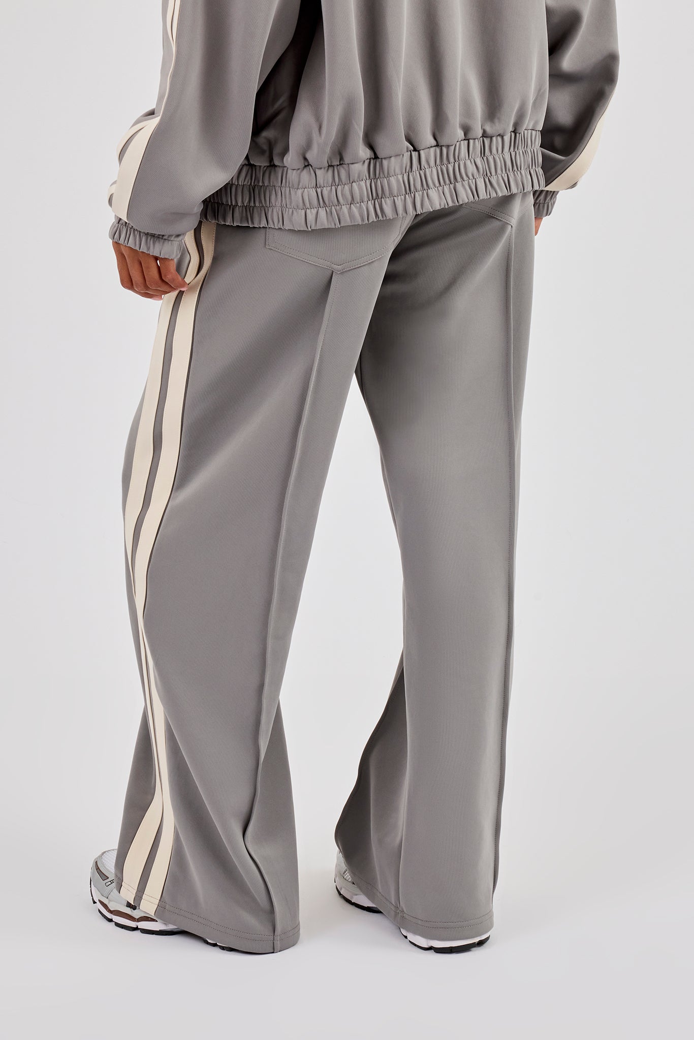 Taping Wide Leg Track Pant - Grey