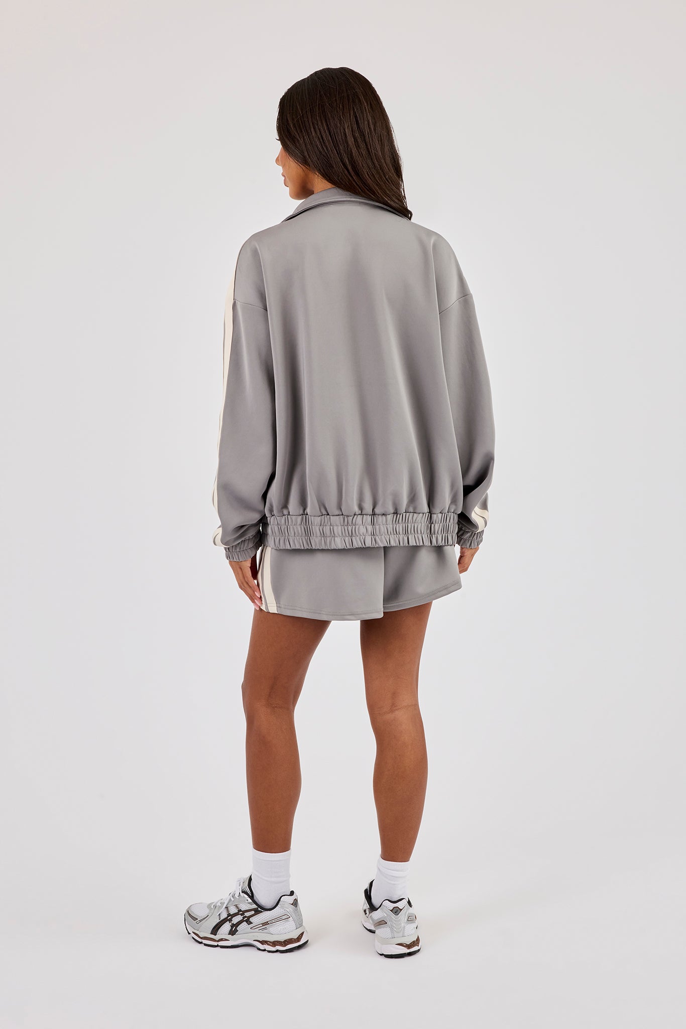 Funnel Neck Taping Jacket & Shorts - Grey