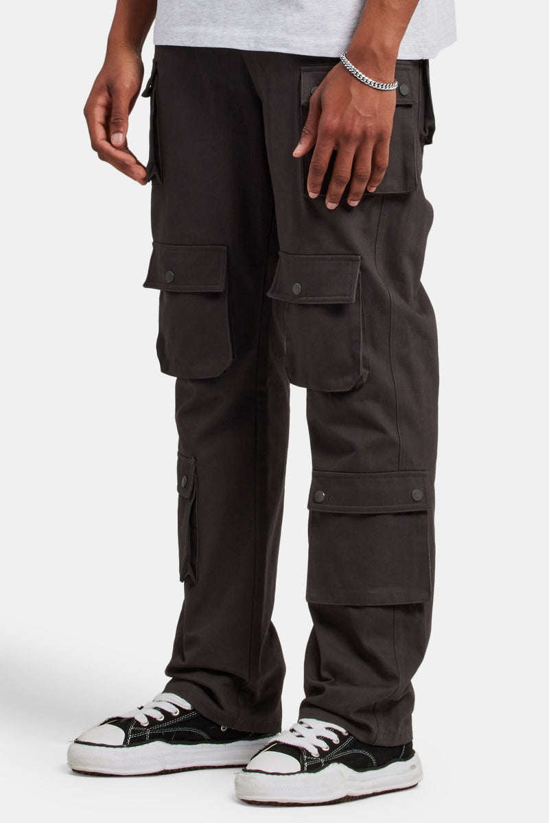 Relaxed Twill Cargo Trouser - Charcoal