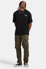 Lockere Cargohose aus Twill - Khaki