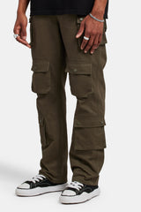 Lockere Cargohose aus Twill - Khaki