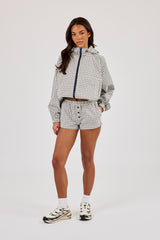 Check Nylon Zip Hooded Jacket - Off White