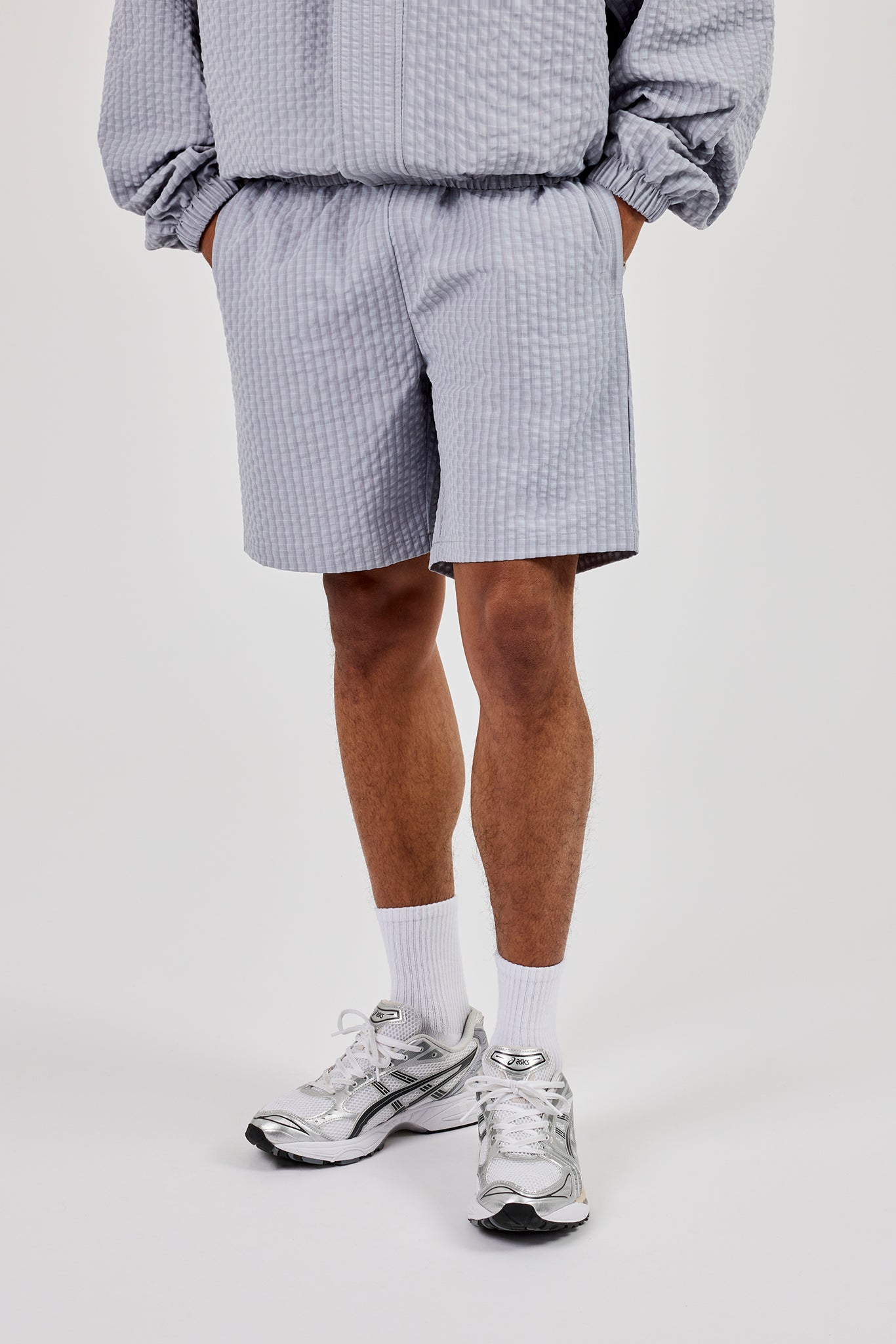 Nylon Check Short - Light Grey