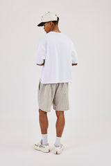 Check Relaxed Short With Piping - Off White