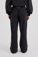 Nylon Branded Baggy Jogger - Black