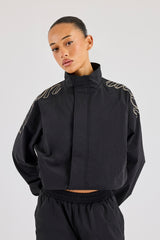 Nylon Branded Track Jacket - Black