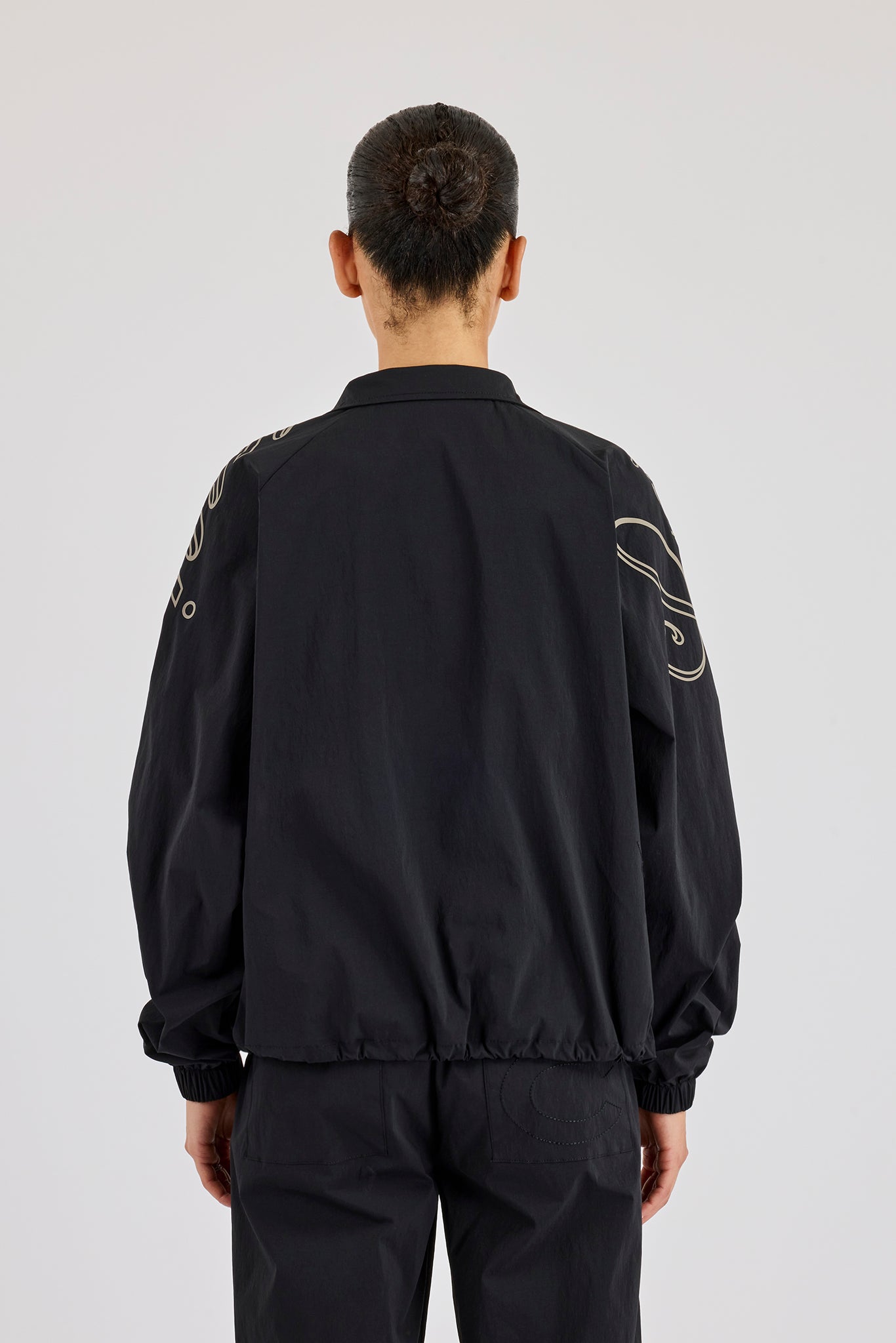 Nylon Branded Track Jacket - Black
